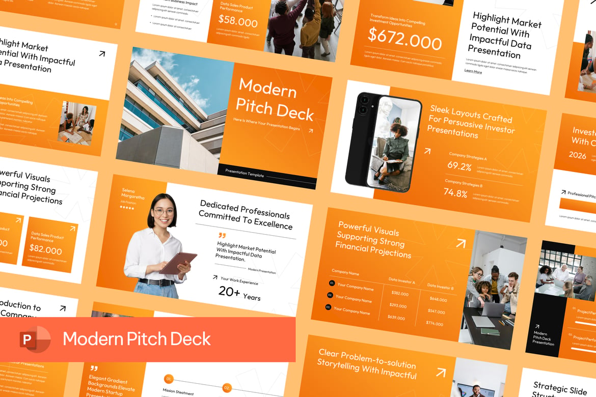 Template Presentasi Pitch Deck Modern untuk Startup dan Profesional Bisnis