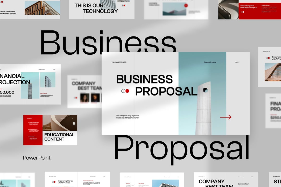 Template Presentasi Proposal Bisnis Modern Berwarna Merah