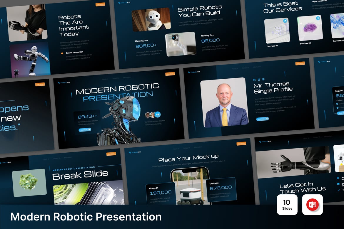 Template Presentasi Powerpoint Robotic Modern yang Menarik