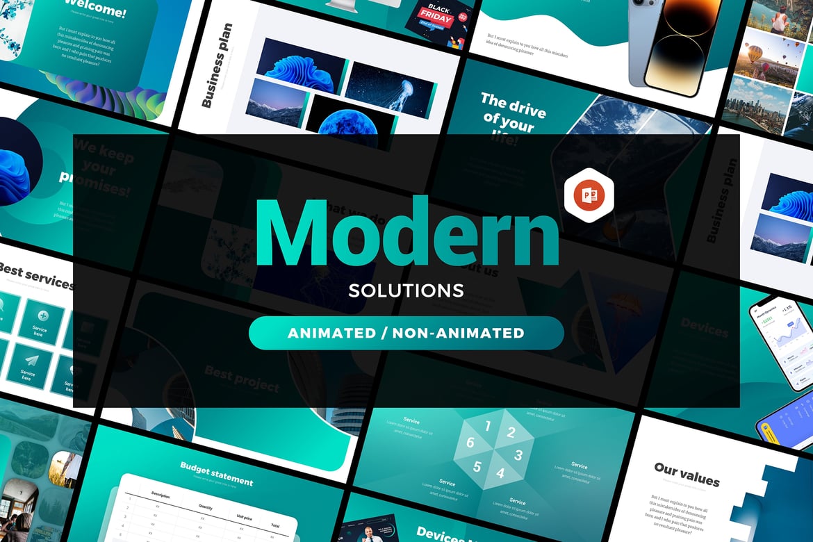 Template PowerPoint Solusi Modern yang Kreatif dan Profesional