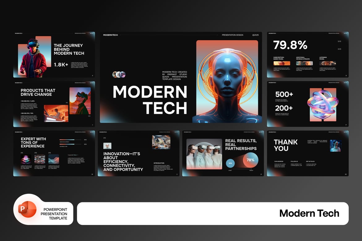 Template PowerPoint Teknologi Modern yang Menarik