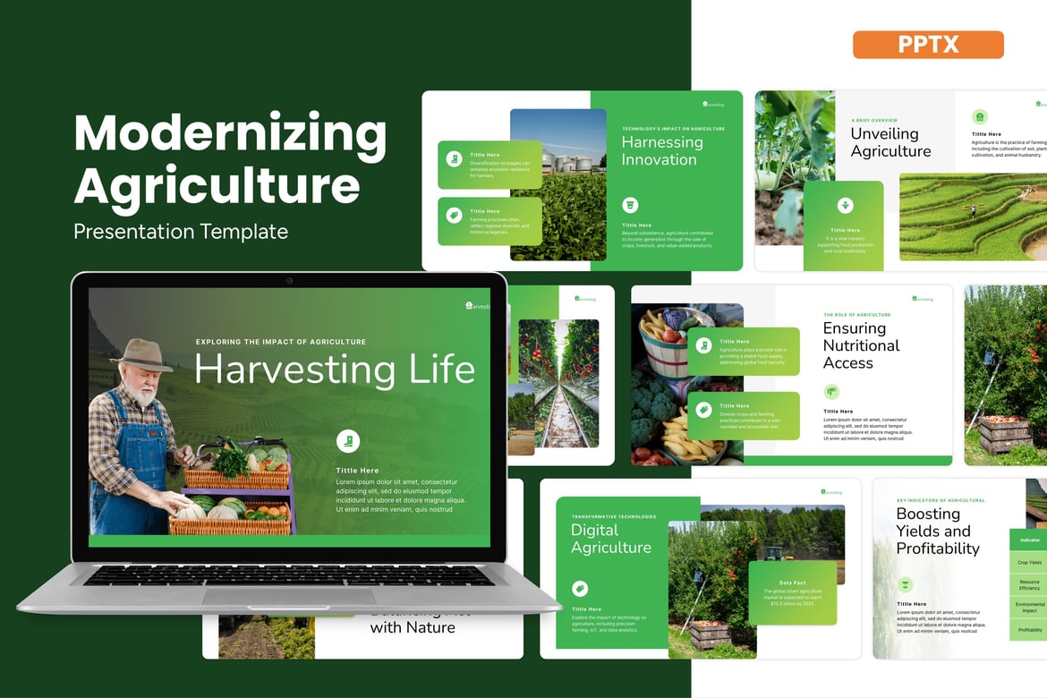 Template Powerpoint Pertanian Modern - Ciptakan Masa Depan Berkelanjutan