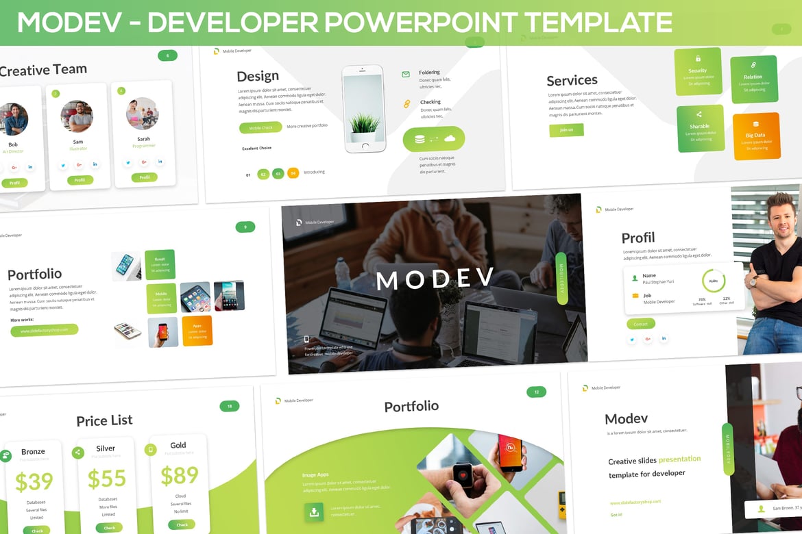 Template Presentasi Powerpoint Modev untuk Developer yang Modern dan Menarik