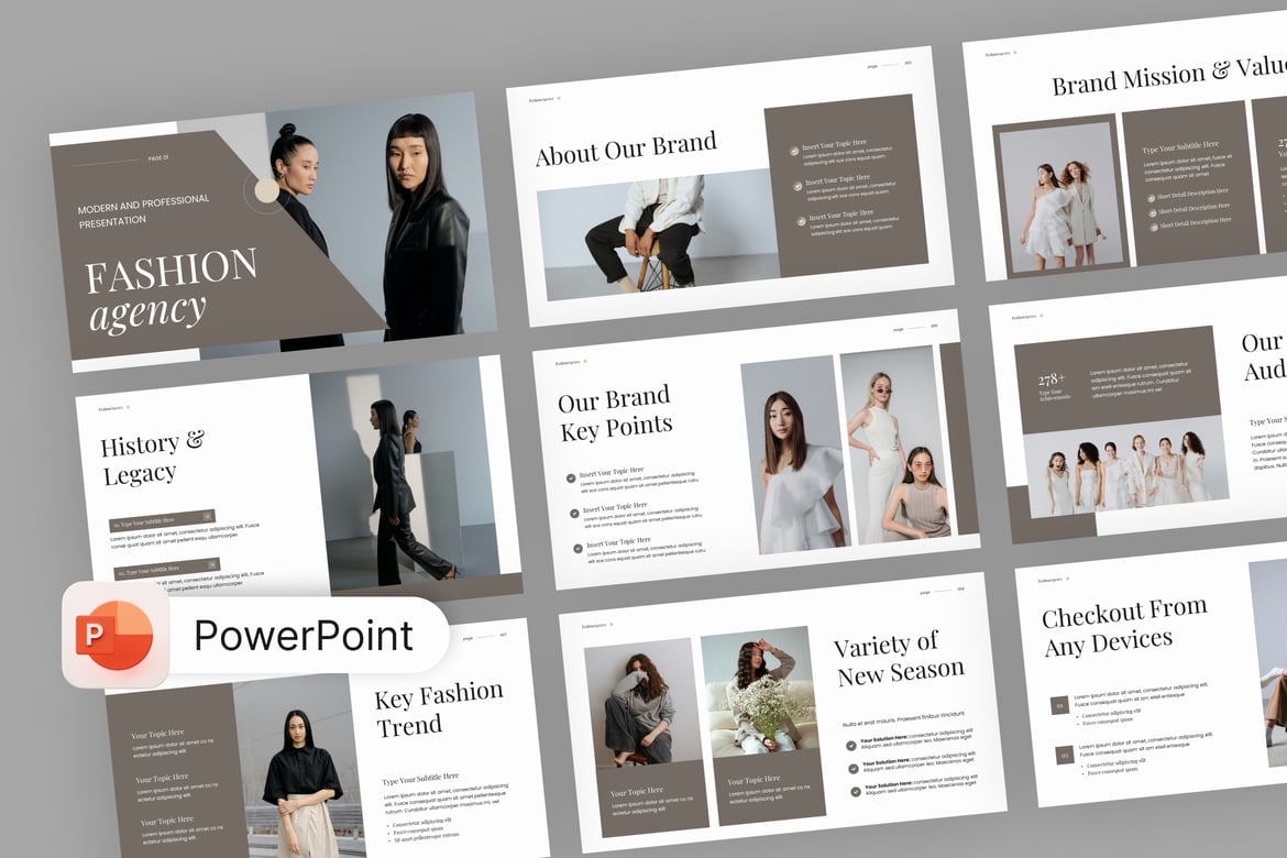 Template PowerPoint Modevia untuk Presentasi Fashion yang Menarik