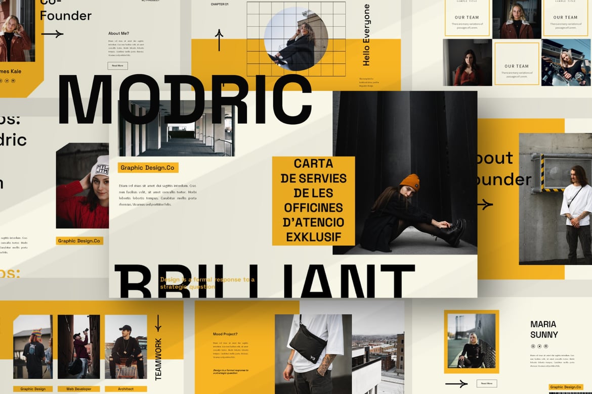 Template PowerPoint Modric yang Menawan dan Profesional