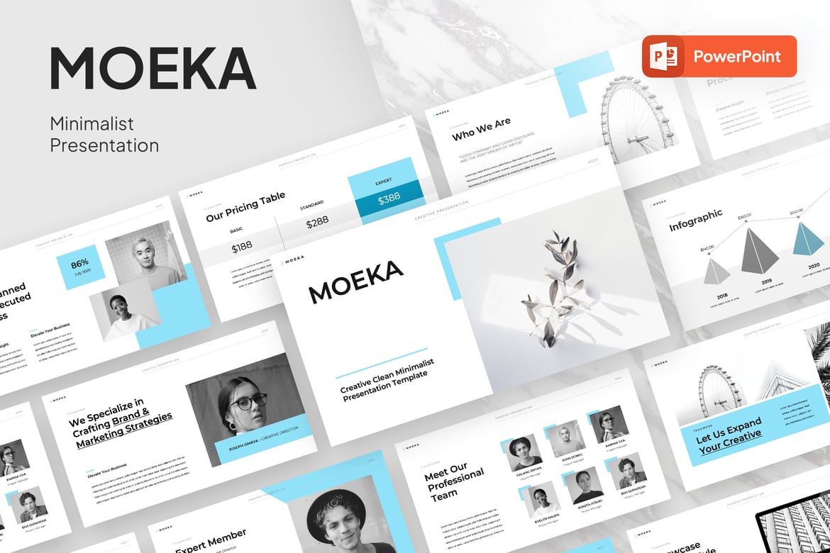 Template Presentasi PowerPoint Moeka - Minimalis dan Elegan