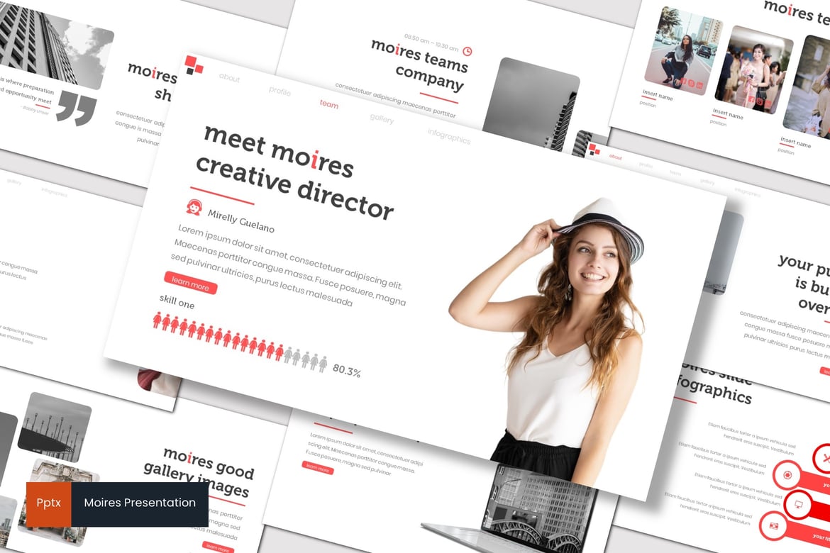 Template PowerPoint Moires - Presentasi Kreatif dan Minimalis