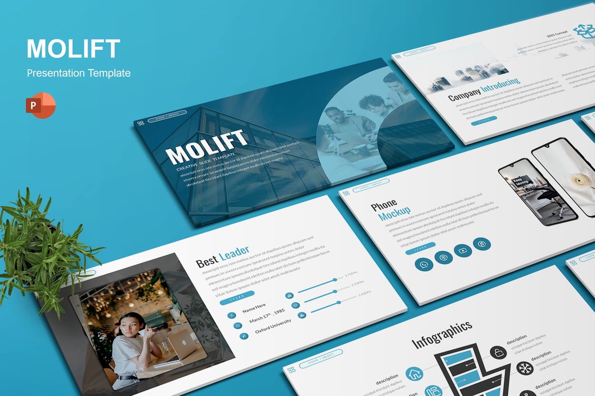 Template PowerPoint Kreatif Molift untuk Presentasi Menarik