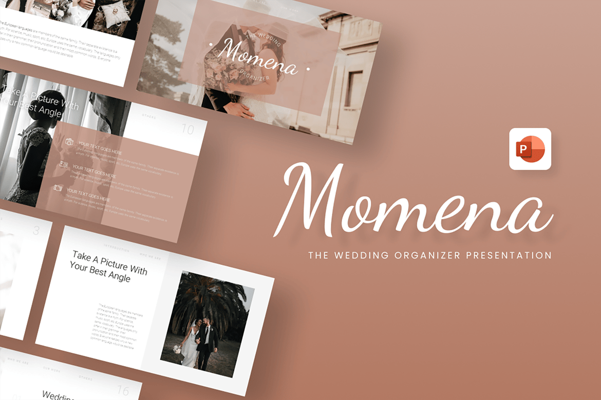 Template PowerPoint Organizer Pernikahan Momena yang Elegan dan Fungsional
