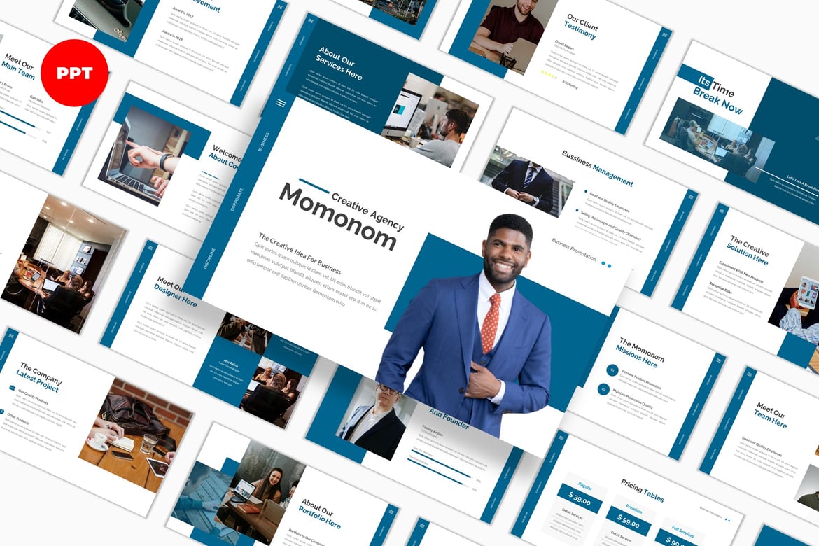Template Presentasi Bisnis Momonom yang Modern dan Kreatif