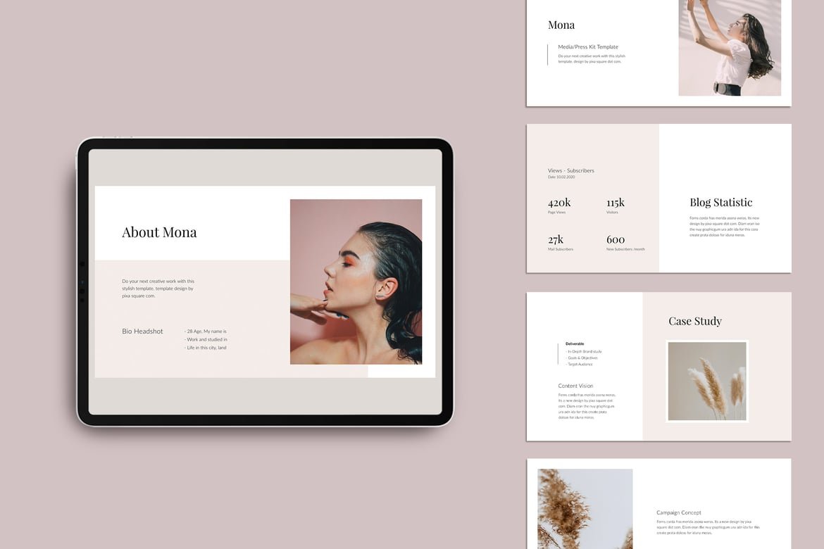 Template Powerpoint Media/Press Kit MONA yang Menarik dan Profesional
