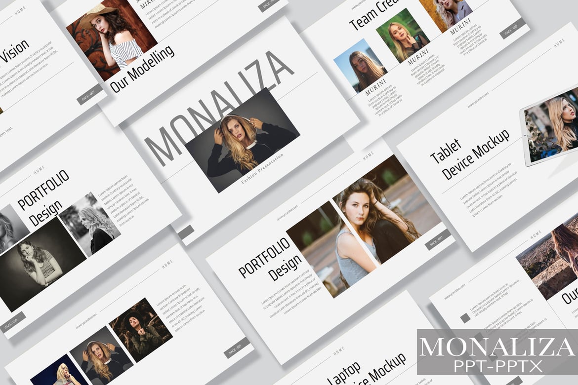 Template Presentasi Fashion Minimalis MONALIZA yang Stylish