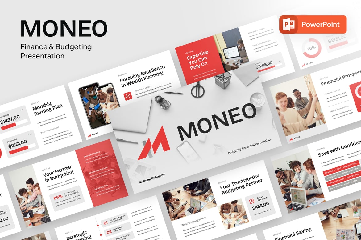 Moneo - Template PowerPoint untuk Anggaran dan Keuangan yang Profesional