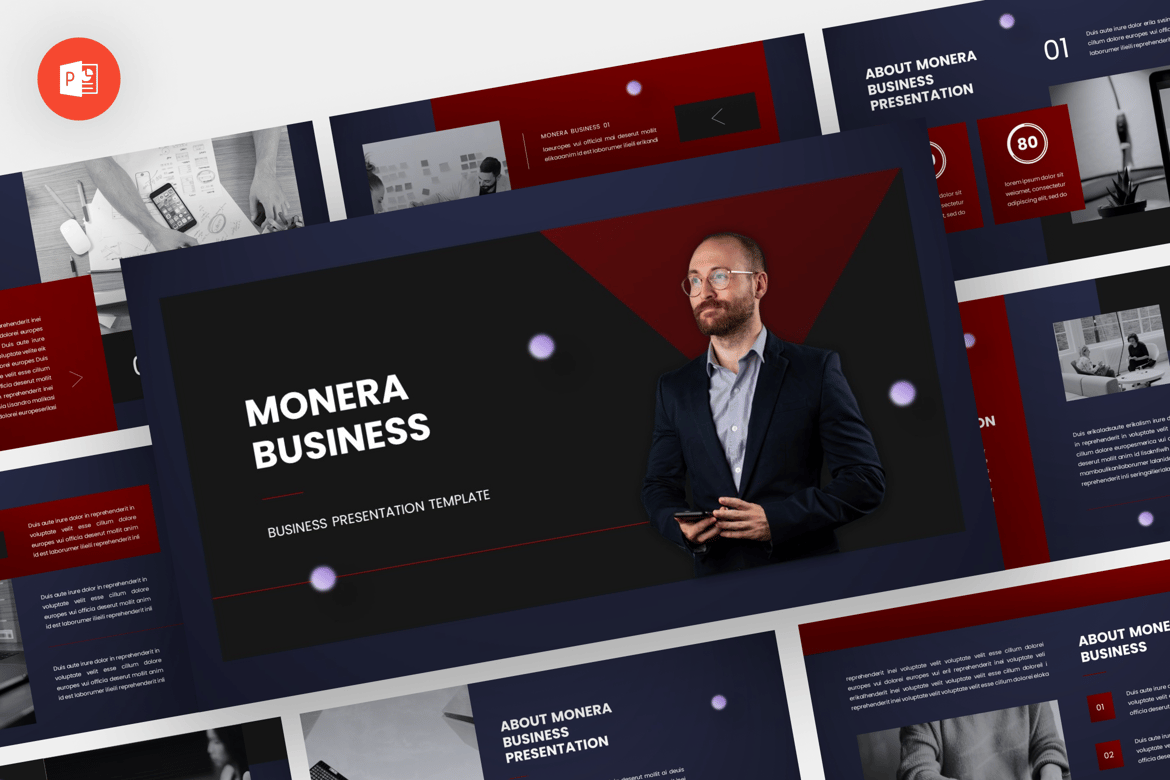 Template Presentasi Bisnis Monera - PowerPoint Modern dan Profesional