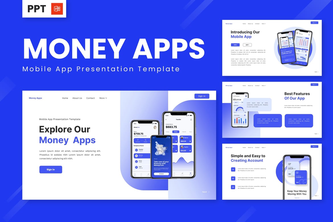Template Presentasi PowerPoint Aplikasi Keuangan yang Menarik
