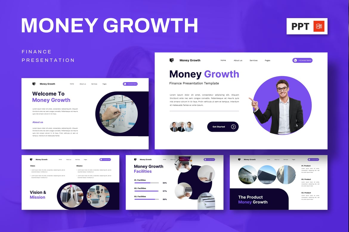 Template Presentasi Keuangan - Money Growth Powerpoint