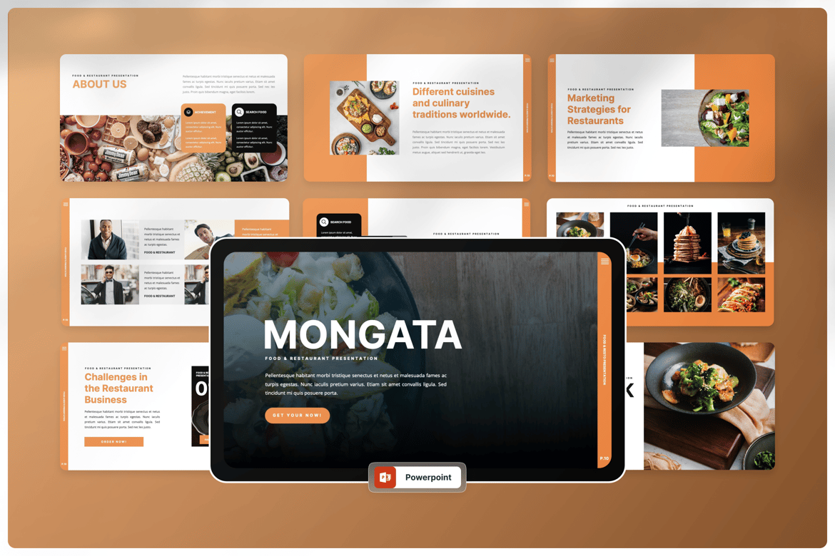 Template Presentasi PowerPoint Mongata untuk Restoran dan Kuliner