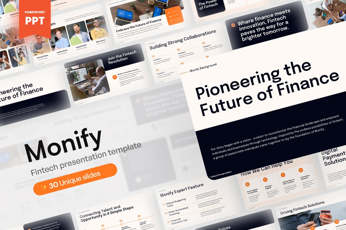 Template Presentasi PowerPoint Fintech Monify yang Modern dan Profesional