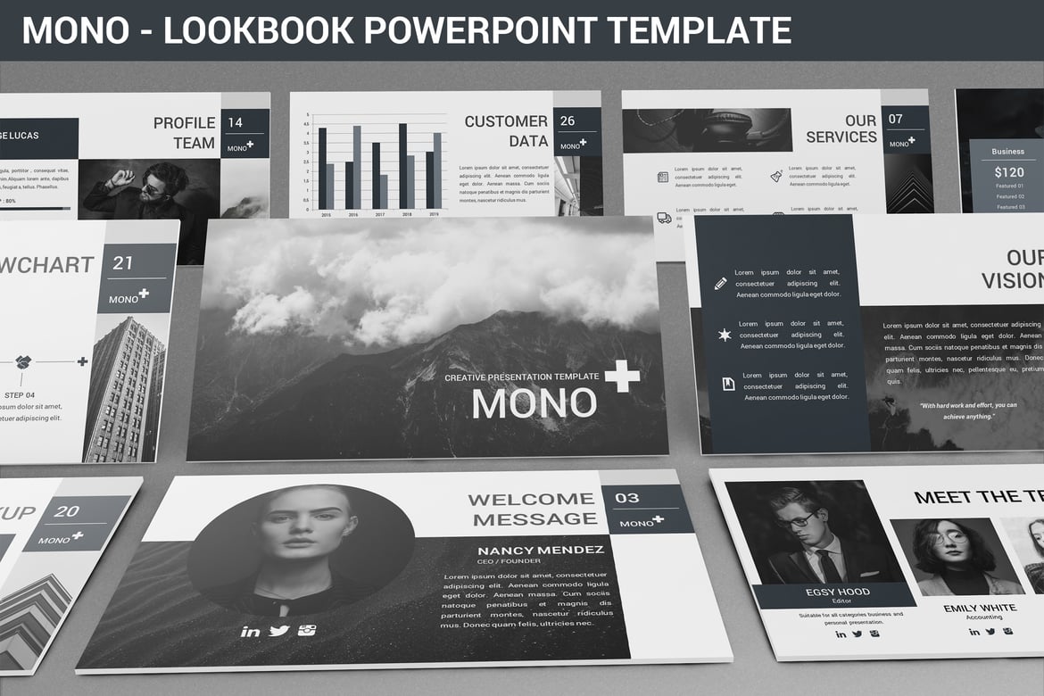 Template Presentasi Lookbook Mono yang Modern dan Minimalis