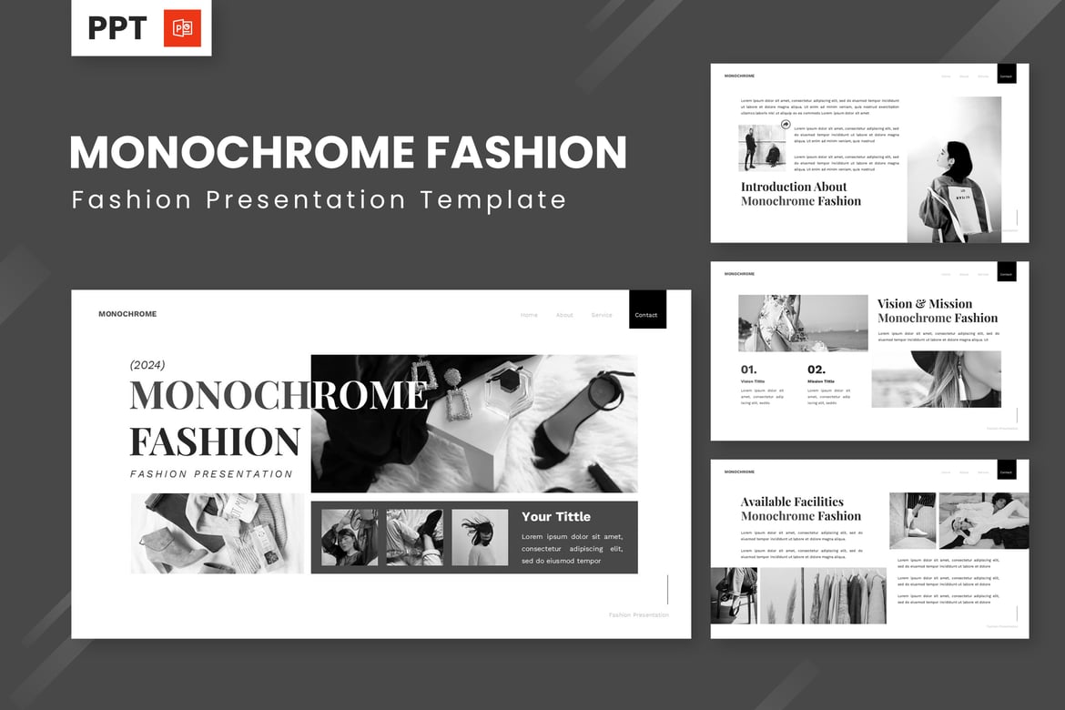 Template Presentasi Fashion Monokrom yang Elegan