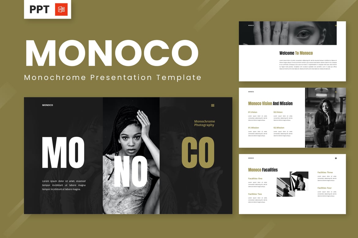 Monoco - Template Powerpoint Fotografi yang Elegan