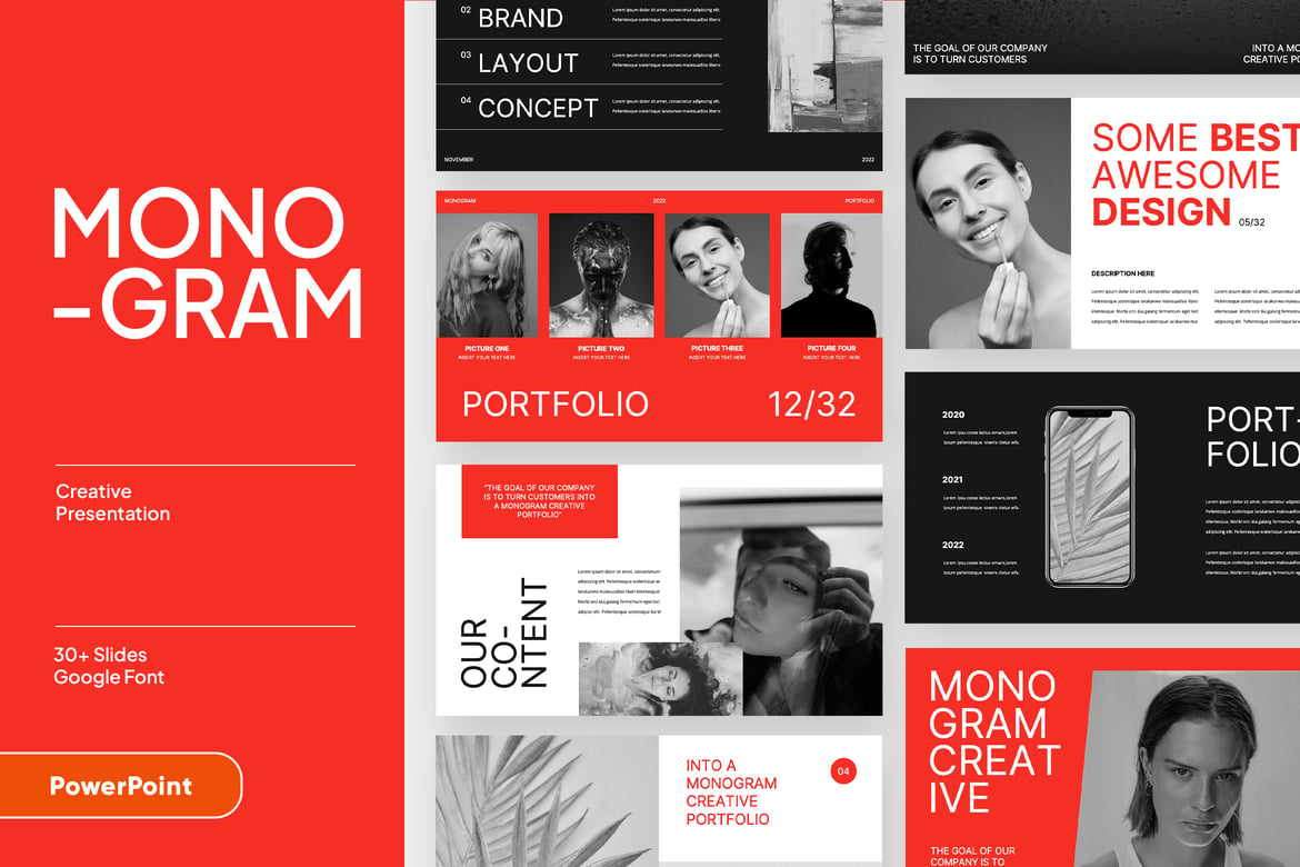 Template Presentasi Powerpoint MONOGRAM untuk Semua Kebutuhan