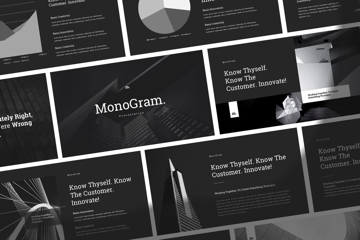 Template Presentasi PowerPoint Monogram - Elegan dan Modern