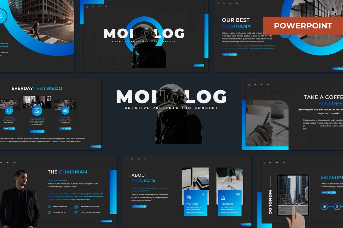 Template Presentasi PowerPoint Monolog - Serbaguna dan Modern