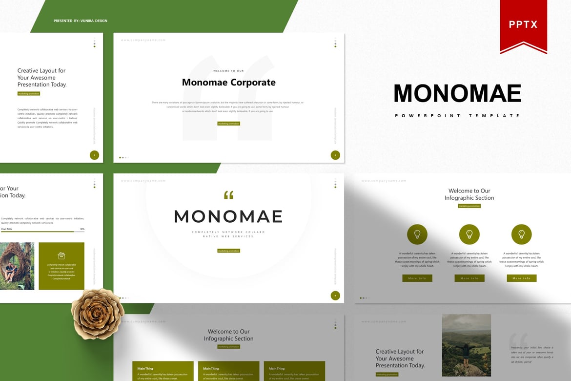 Template Presentasi PowerPoint Monomae yang Menarik