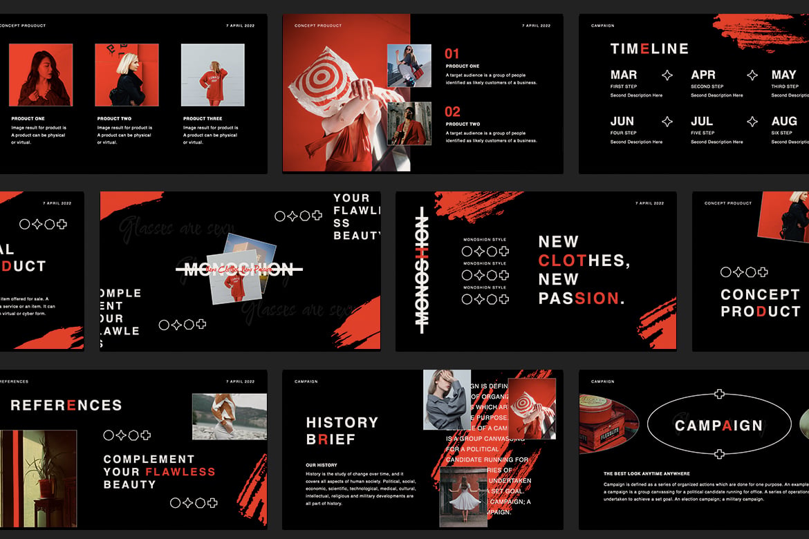 Template PowerPoint Fashion Monoshion yang Menarik dan Kreatif