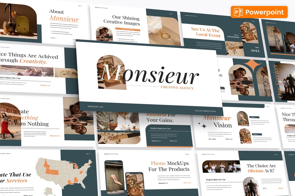 Monsieur - Template PowerPoint yang Elegan dan Kreatif