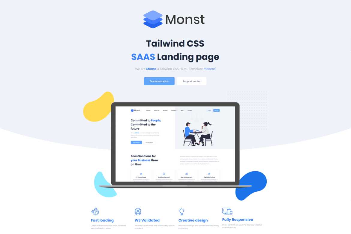 Monst - Template Website Landing Page untuk Startup dan SaaS yang Kreatif