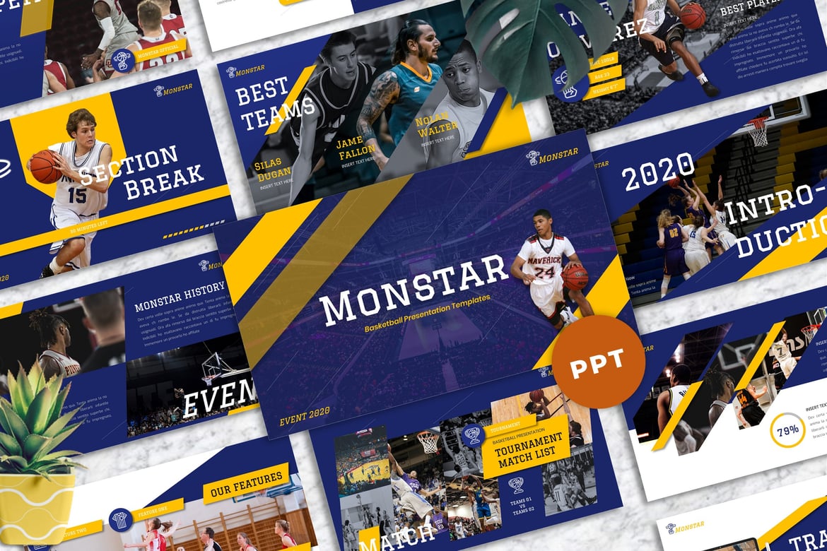 Template Presentasi Monstar - Powerpoint untuk Olahraga Basket