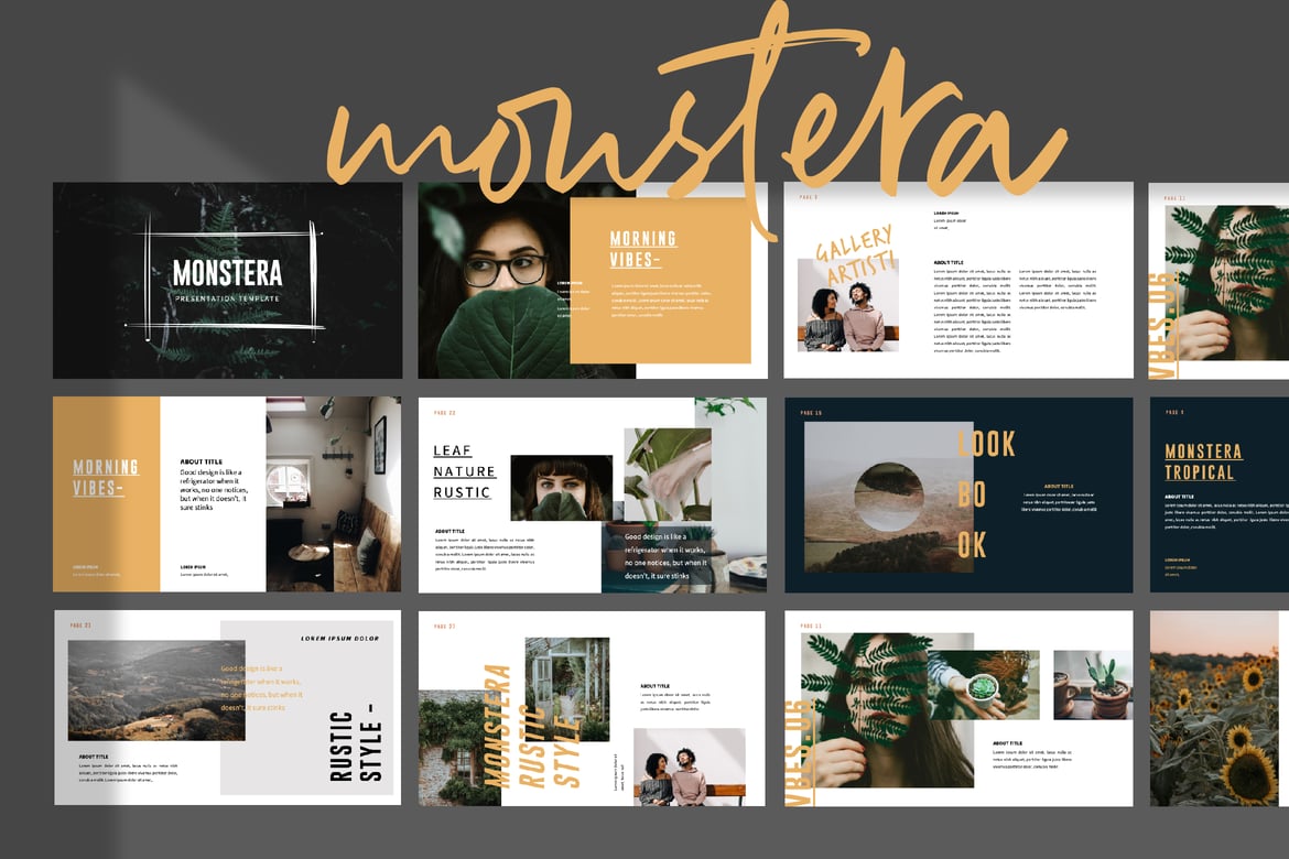 Template Presentasi Powerpoint MONSTERA yang Kreatif dan Modern