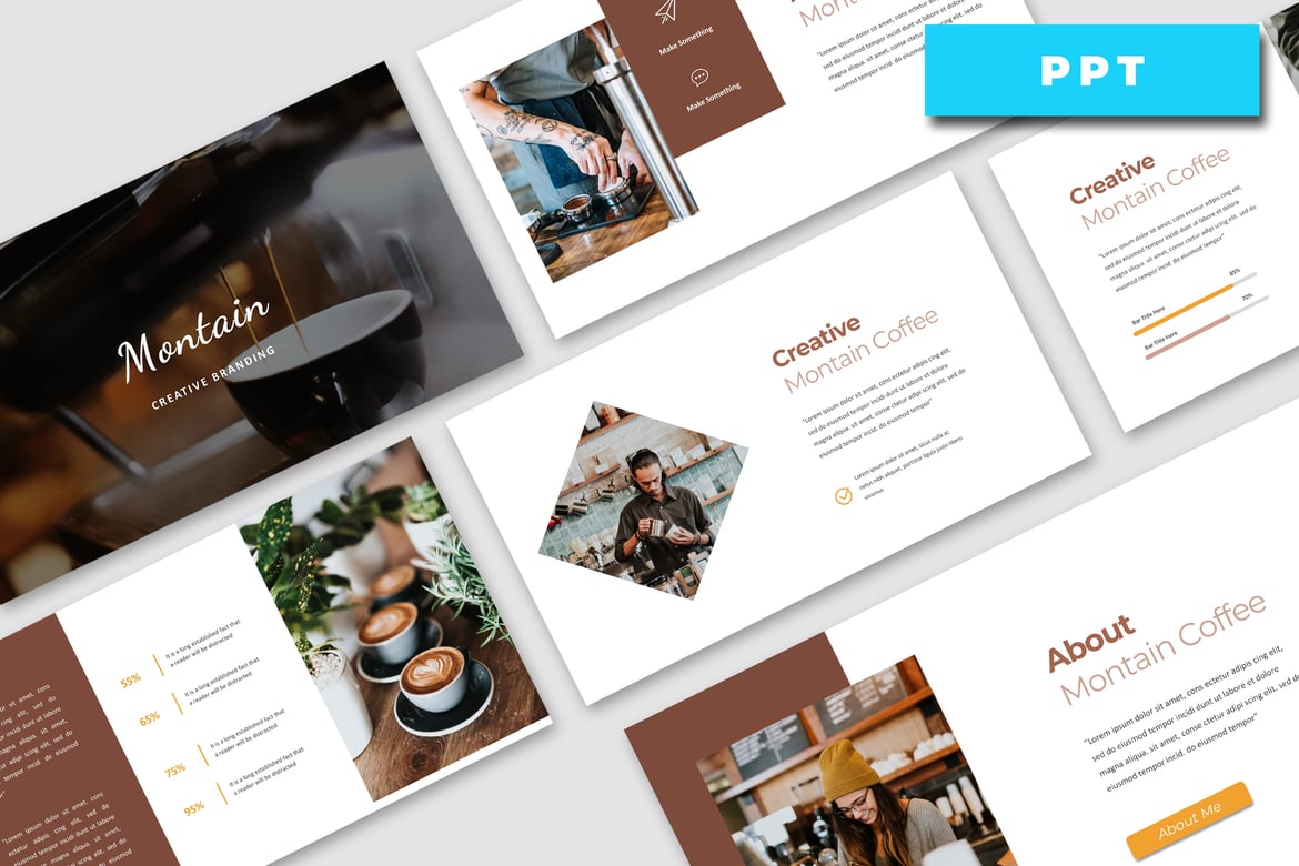 Template Presentasi PowerPoint Montain Branding yang Elegan