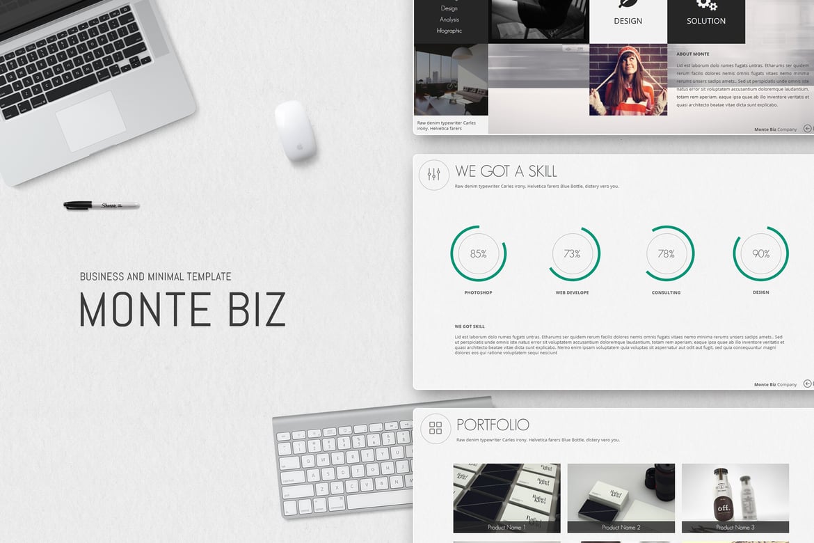 Template PowerPoint MonteBiz yang Modern dan Fungsional