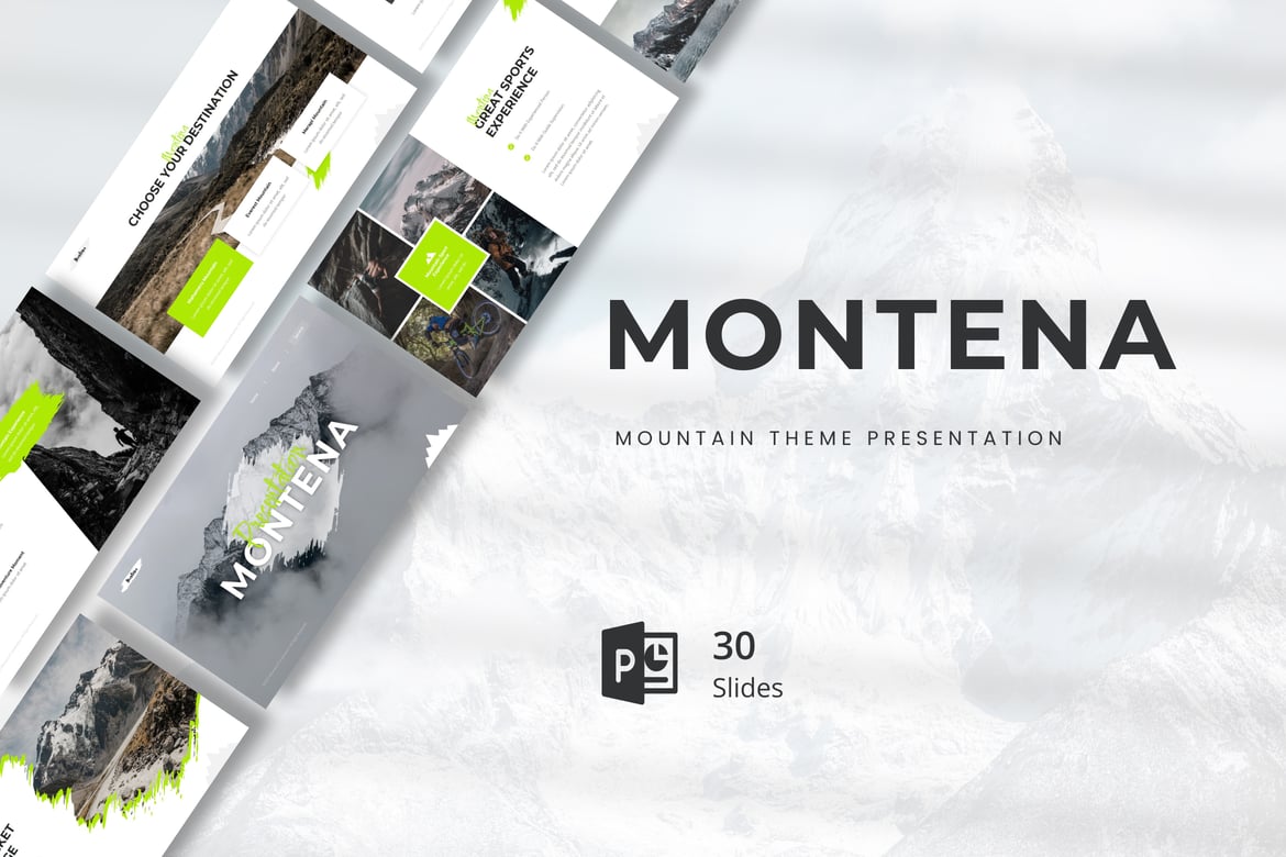 Montena – Template PowerPoint Bertema Gunung yang Menarik
