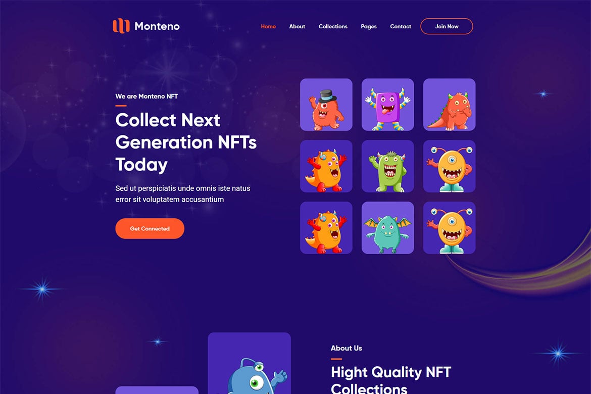 Template Website Monteno - Portofolio NFT yang Menarik