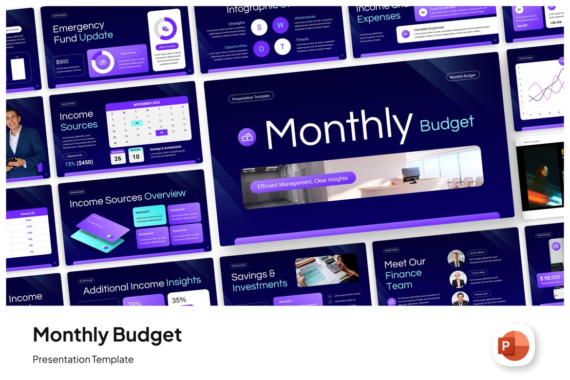 Template PowerPoint Anggaran Bulanan yang Kreatif dan Efektif