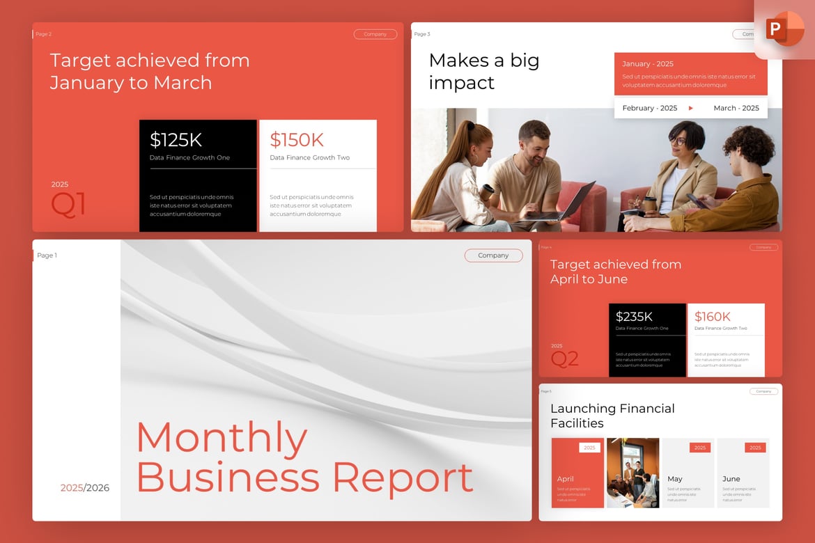 Template PowerPoint Laporan Bisnis Bulanan yang Modern dan Profesional