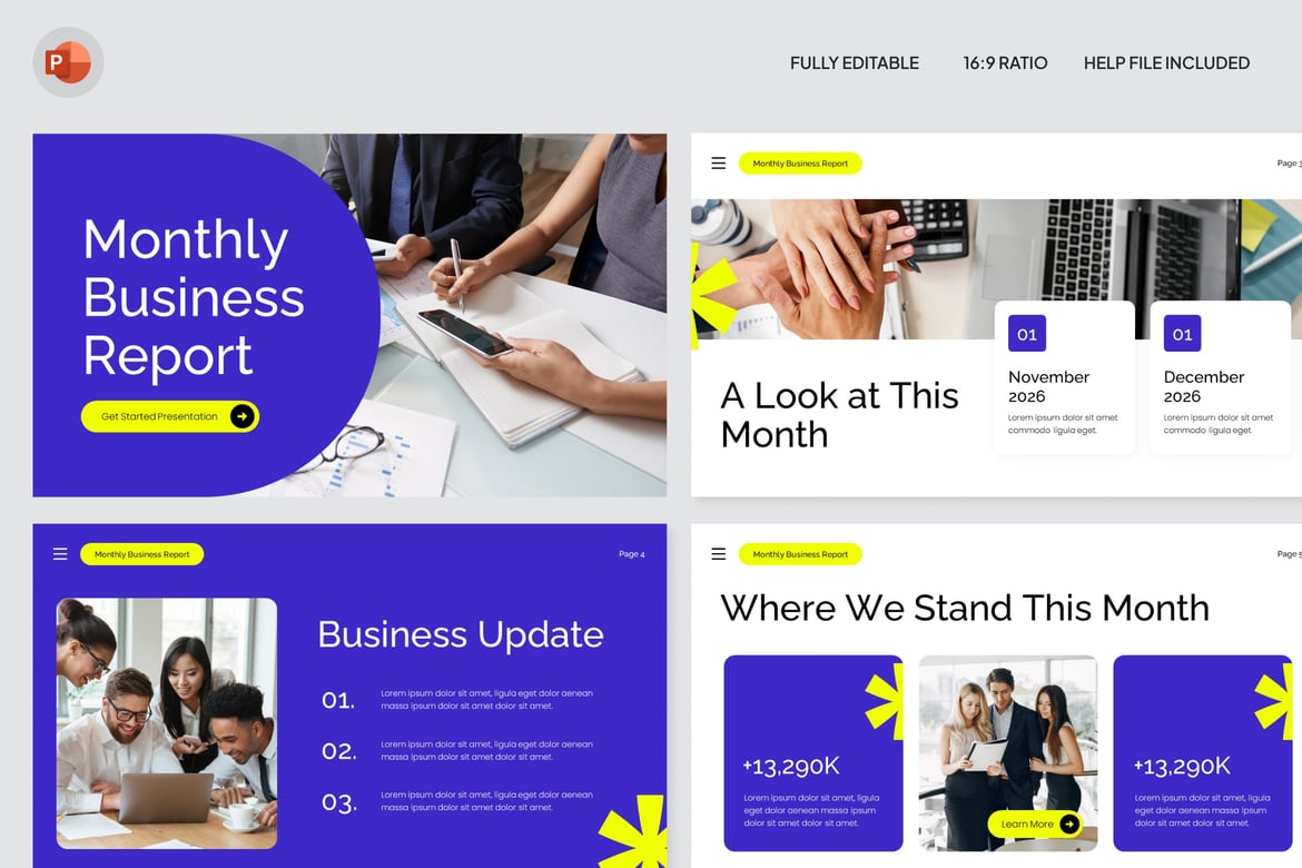 Template Presentasi Laporan Bisnis Bulanan - PowerPoint Modern