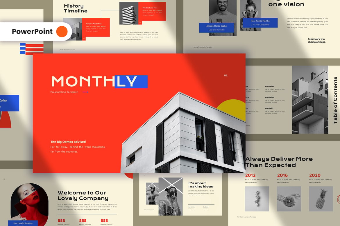 Template Presentasi PowerPoint Kreatif Bulanan yang Menarik