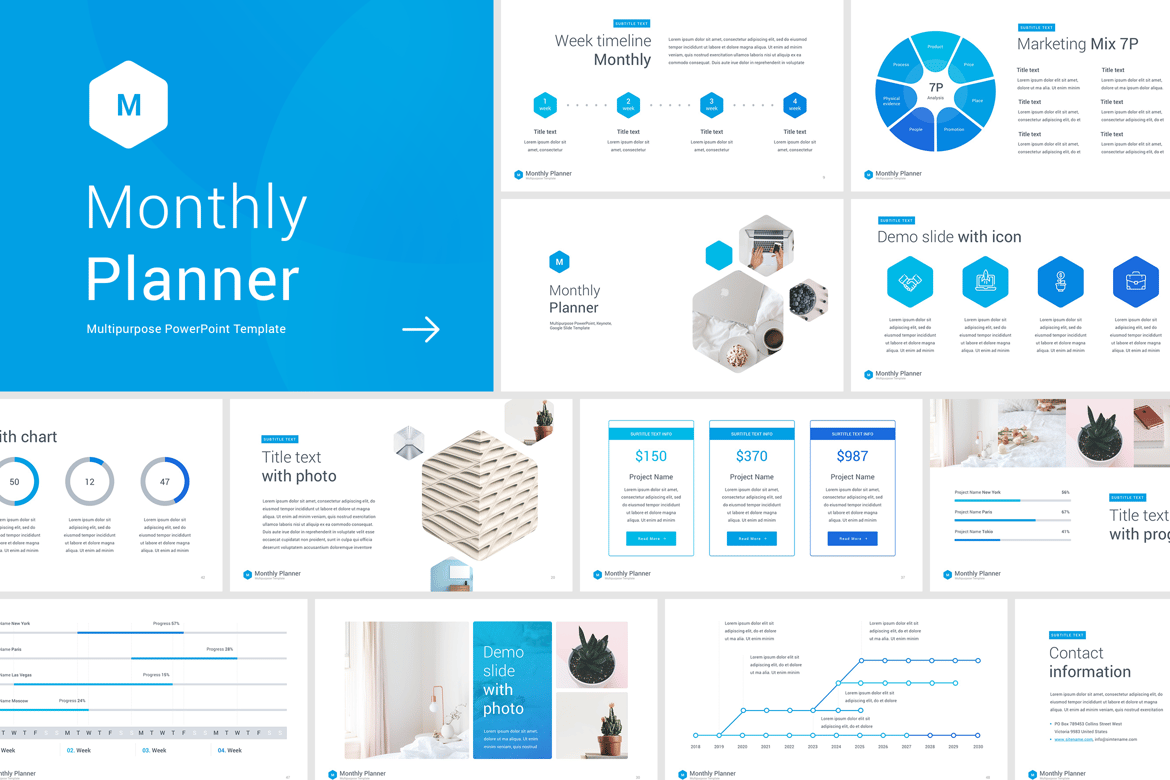 Template PowerPoint Perencana Bulanan yang Profesional dan Menarik