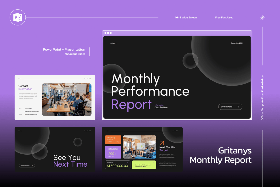 Template PowerPoint Laporan Bulanan yang Menarik dan Profesional