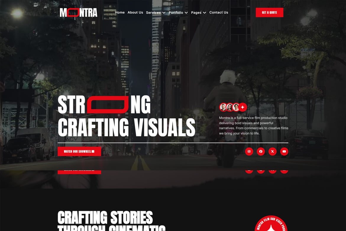 Montra - Template Website untuk Produksi Film & Video Modern