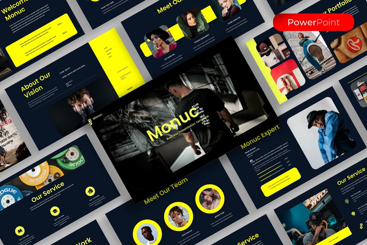 Template Presentasi PowerPoint Monuc untuk Bisnis yang Menarik