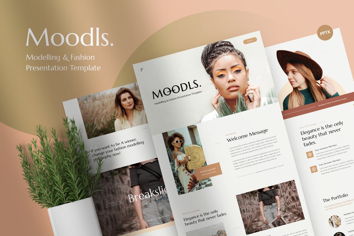 Template PowerPoint Moodls - Fashion dan Modelling yang Menarik
