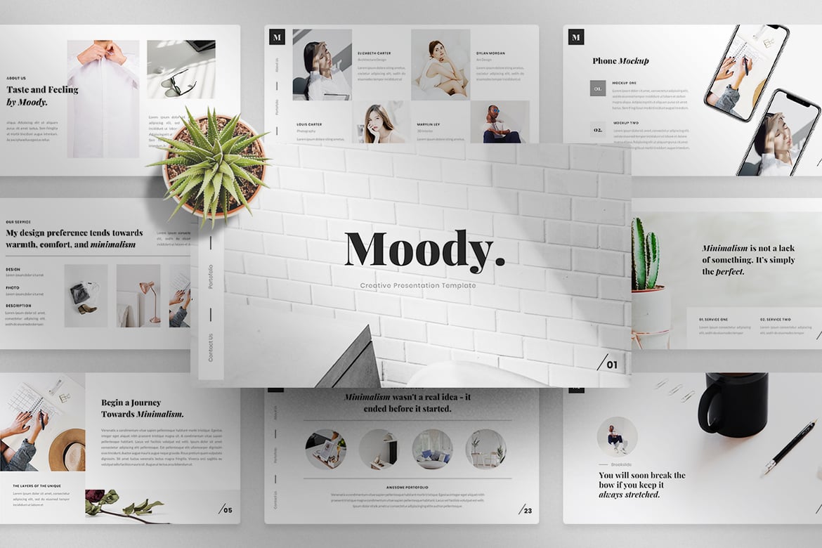 Template Presentasi PowerPoint Moody-Creative yang Menarik