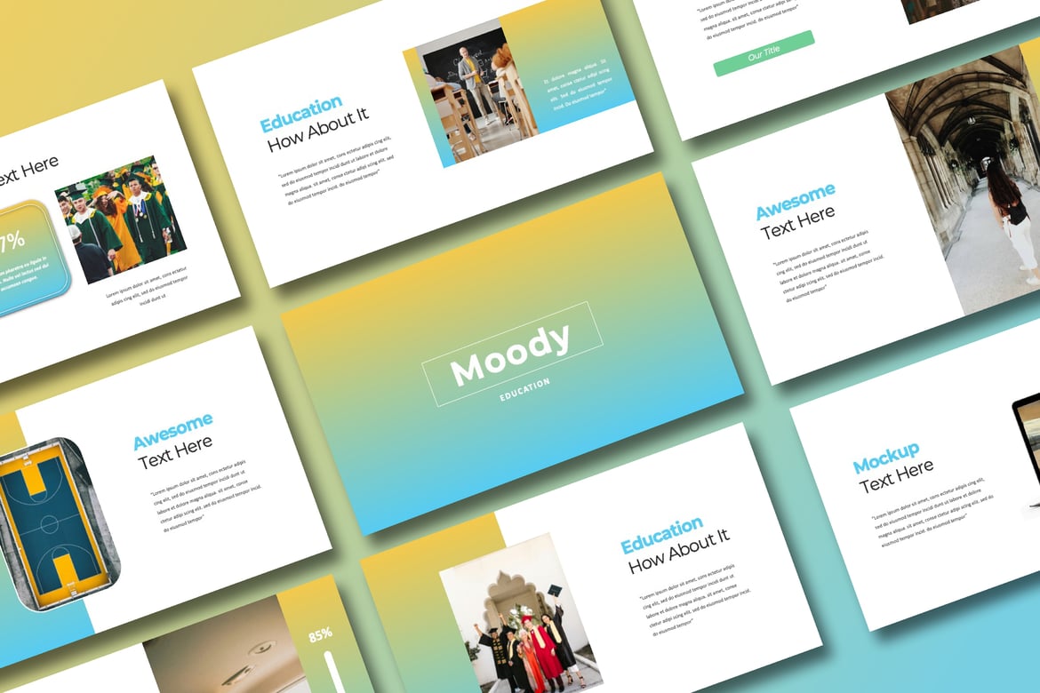 Template PowerPoint Pendidikan Mood yang Modern dan Fleksibel