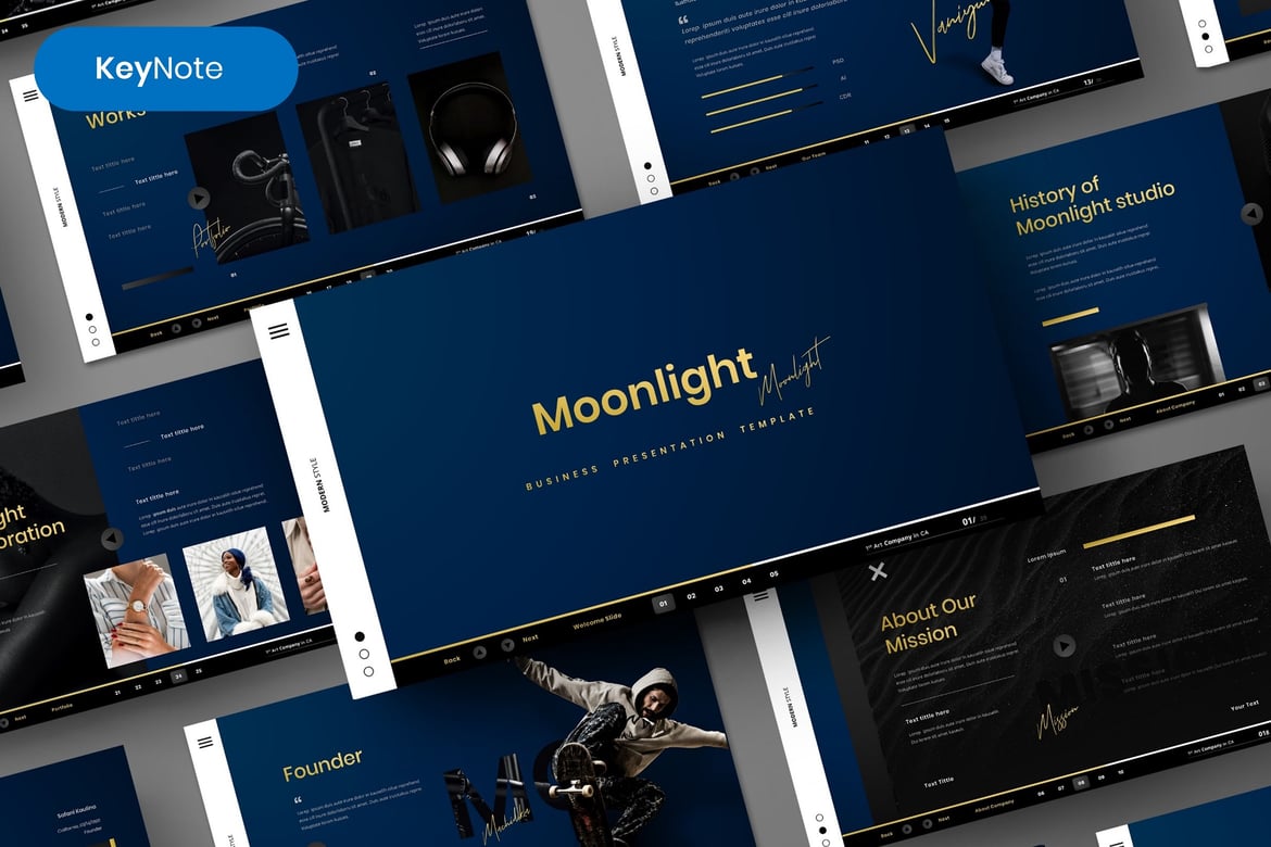Moonlight – Template PowerPoint Bisnis yang Menarik